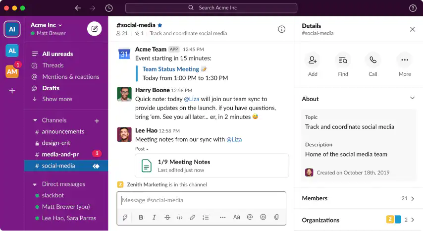 Slack interface